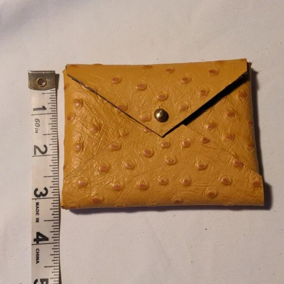 Handmade Genuine Leather Envelope Pouch Golden Yellow Ostrich - Picture 5 of 9